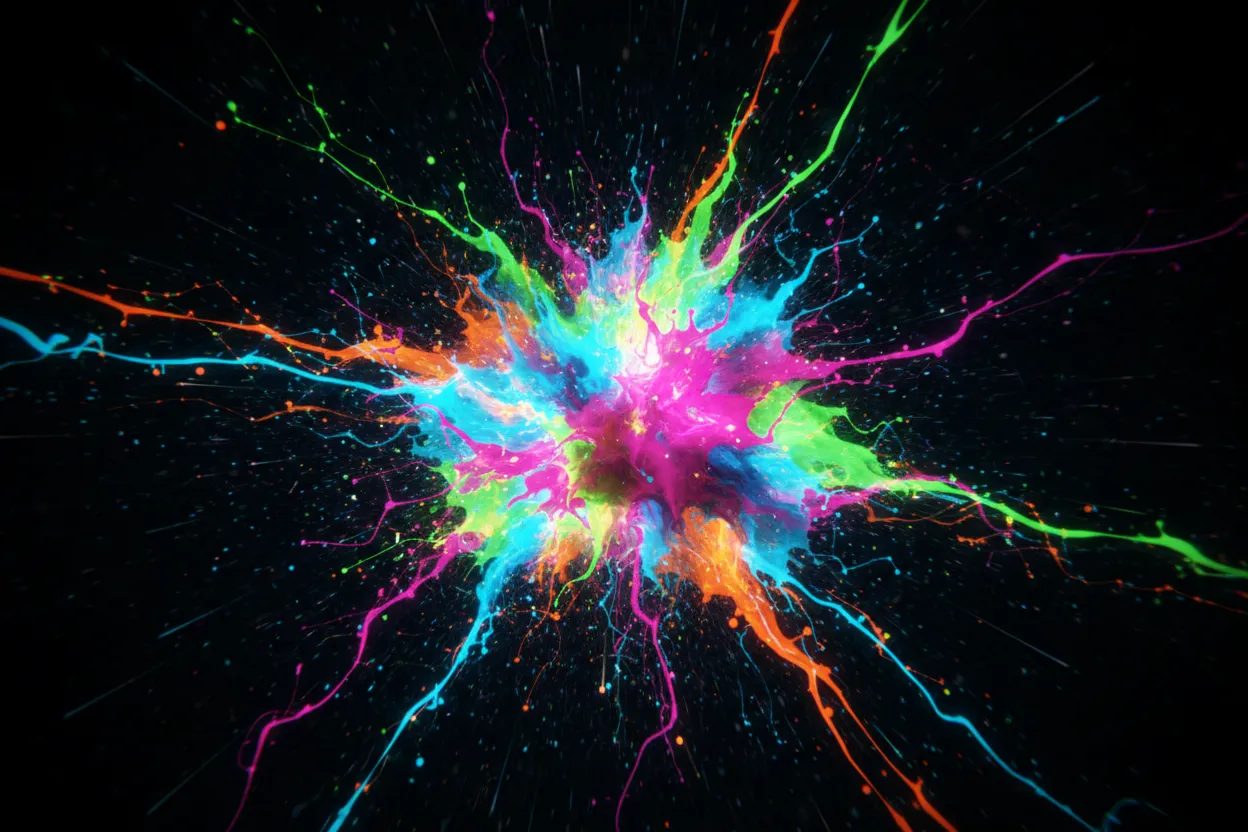 Burst of colorful paint splashes — speed and energy concept